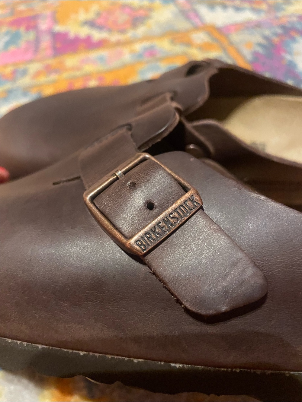Birkenstock Boston Clogs Brown Leather Slip-On - Picture 5 of 9